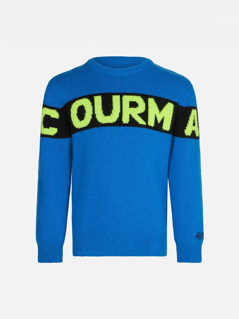Boy blue sweater with Courma lettering - MC2 Saint Barth