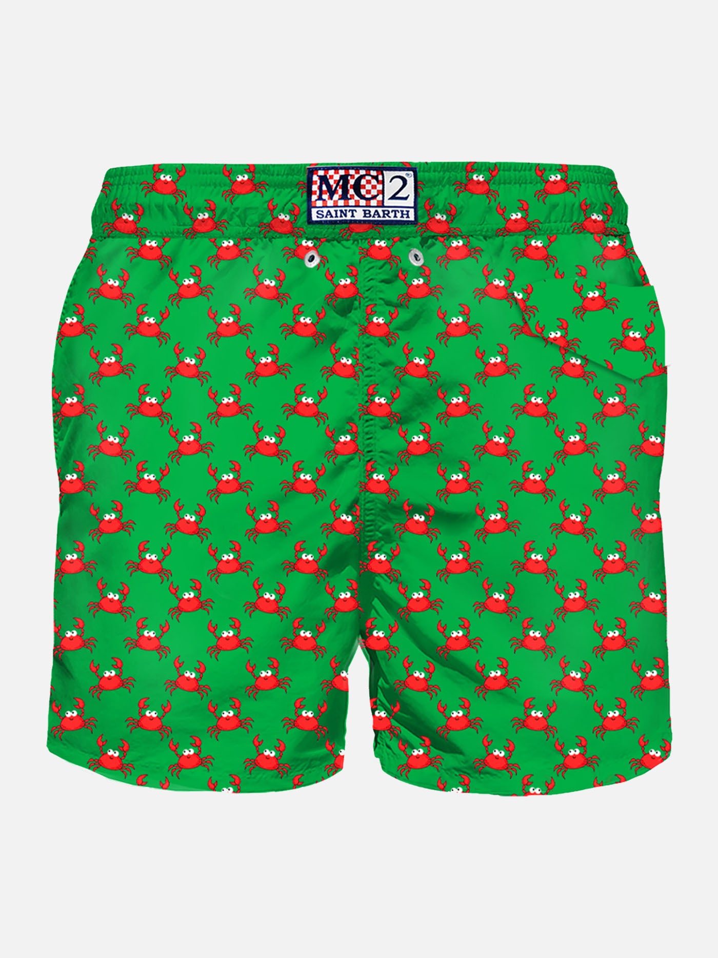 Man light fabric swim shorts with crab print
