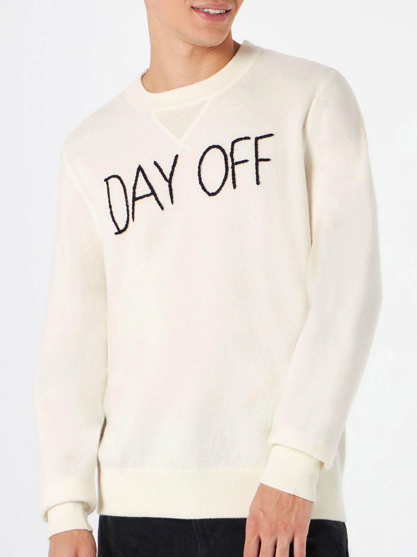 Man crewneck knitted sweater with Day Off embroidery - MC2 Saint Barth