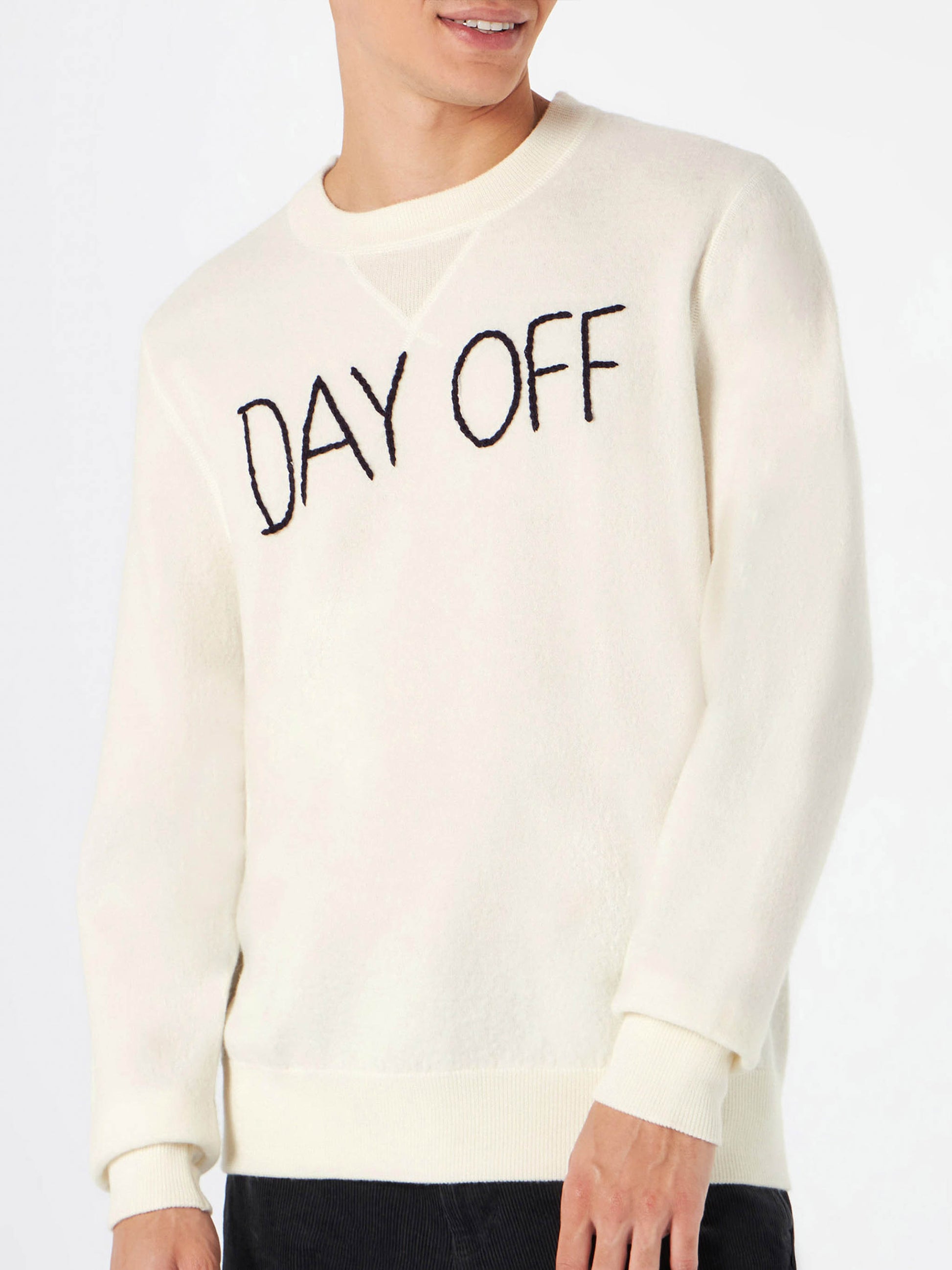 Man crewneck knitted sweater with Day Off embroidery - MC2 Saint Barth