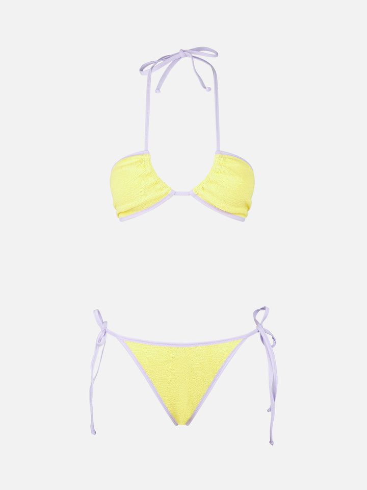 Woman yellow crinkle bandeau bikini | MELISSA SATTA SPECIAL EDITION - MC2 Saint Barth