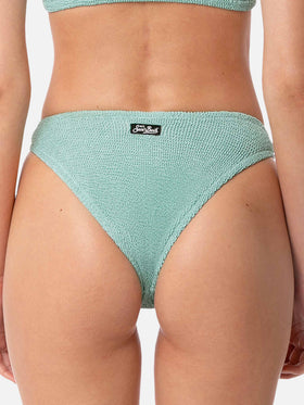 Elise classic sage green crinkle swim briefs - MC2 Saint Barth