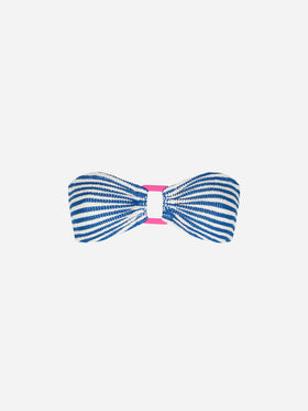 Costume da bagno top a fascia a righe crinkle per donna