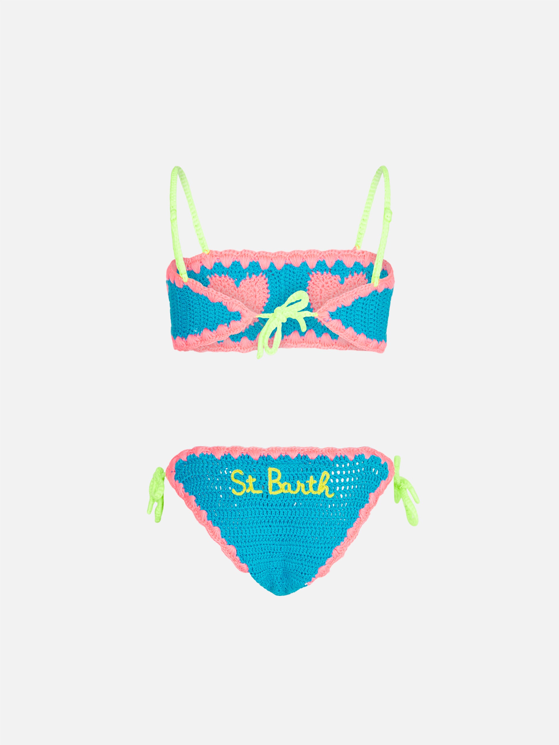 Bikini da bambina a fascia all'uncinetto con cuori 6/8 anni