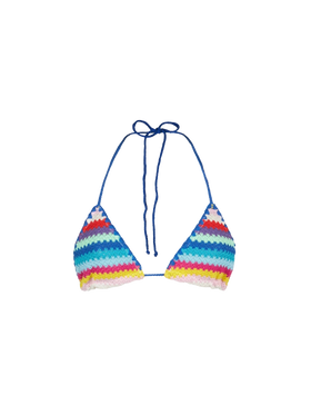 Woman crochet triangle top swimsuit with multicolor stripes - MC2 Saint Barth