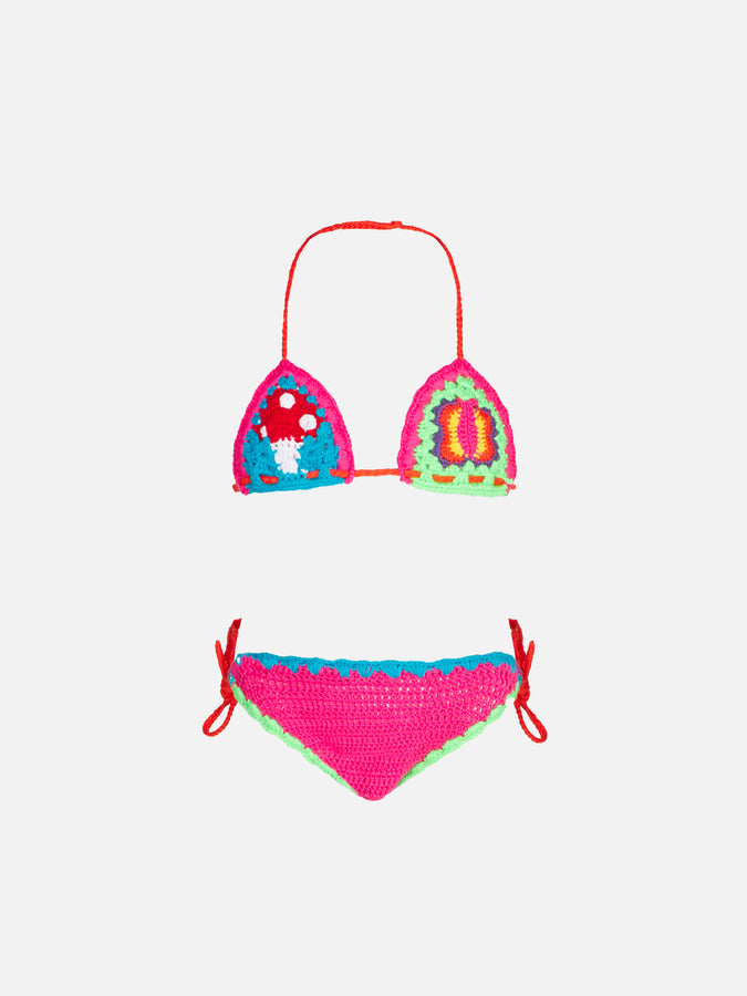 Mc2 Saint Barth Bikini da bambina multicolore crochet con toppe