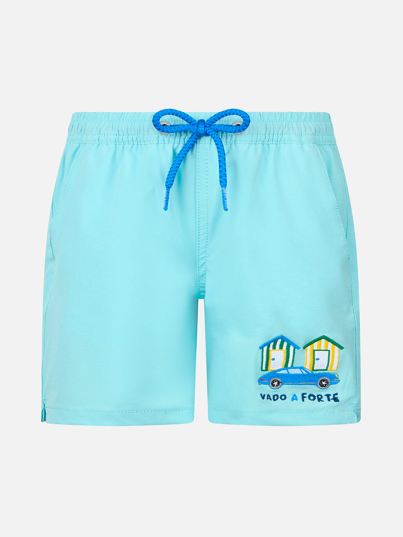 Boy Comfort swim shorts with Vado a Forte embroidery