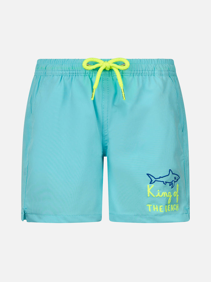 Mc2 Saint Barth Shorts da bagno bambino Comfort con ricamo King of the Beach