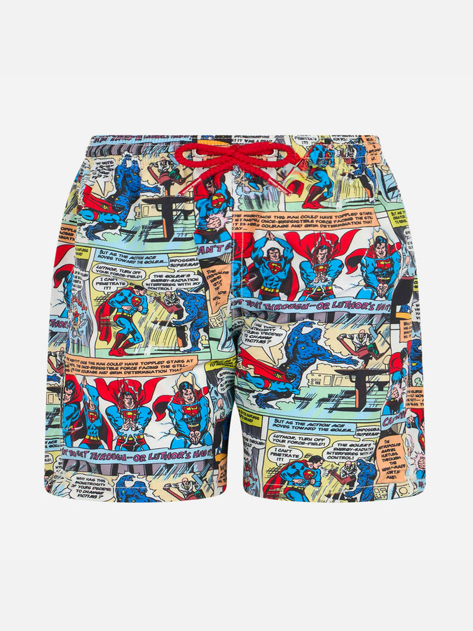 Mc2 Saint Barth Superman comics boy light fabric swim shorts | SUPERMAN WARNER BROS SPECIAL EDITION