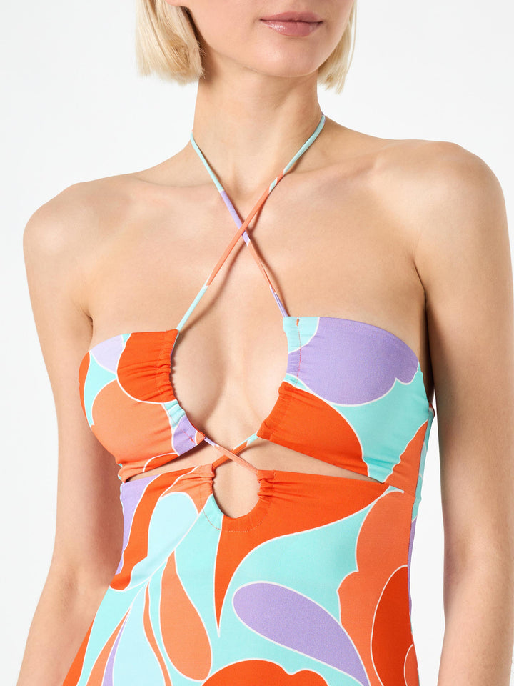 Longuette cutout wave printed dress Farah - MC2 Saint Barth