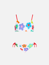 Mädchen-Bralette-Bikini mit mehrfarbigem Gänseblümchen-Print