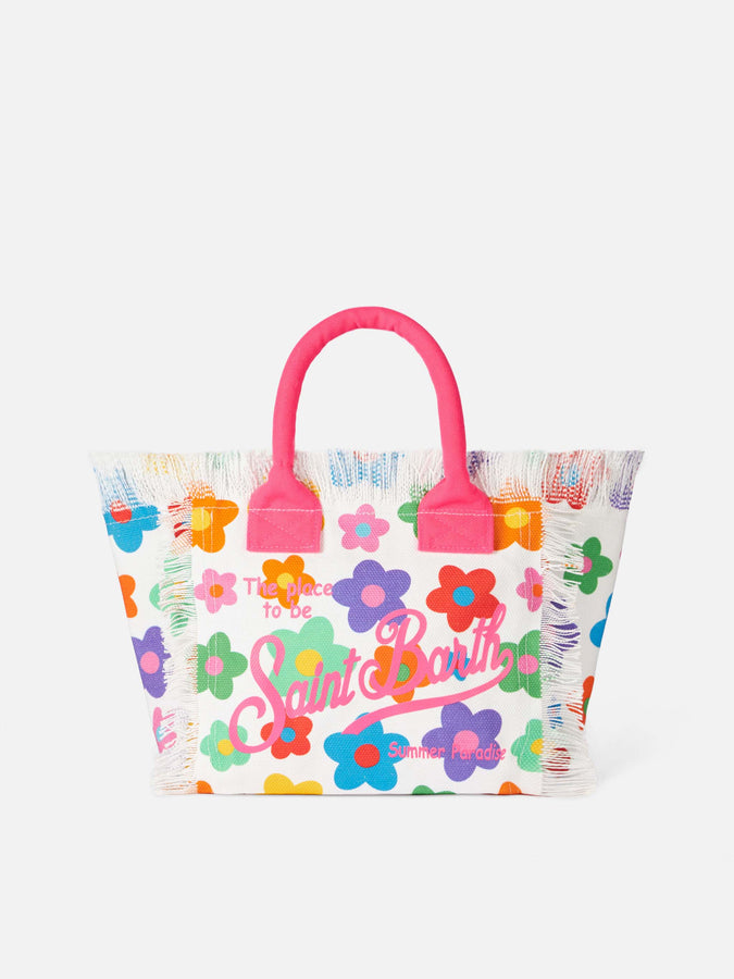 Mc2 Saint Barth Borsa a mano Colette in tela di cotone multicolore con stampa fiori