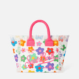 Mehrfarbige Colette-Handtasche aus Baumwollcanvas mit Blumendruck