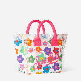 Colette multicolor cotton canvas handbag with flowers print - MC2 Saint Barth
