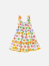 Girl dress with multicolor flowers