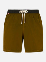 Man ochre light fabric swim shorts