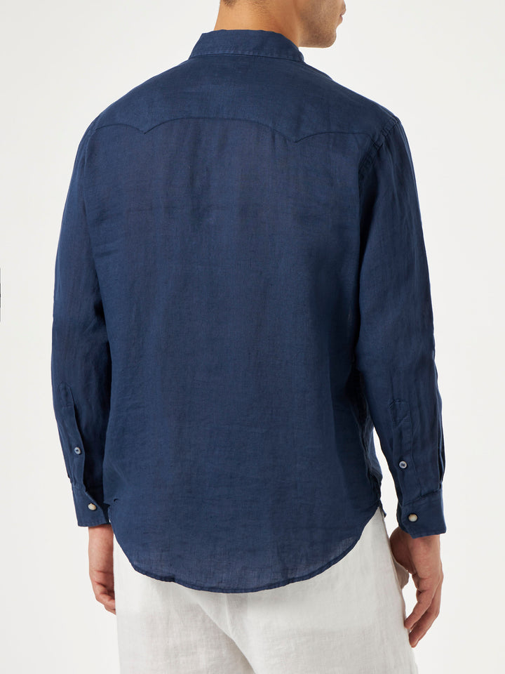 Dark denim linen shirt - MC2 Saint Barth