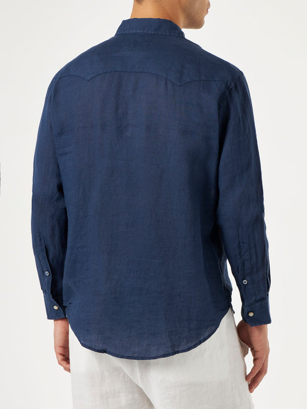 Dark denim linen shirt