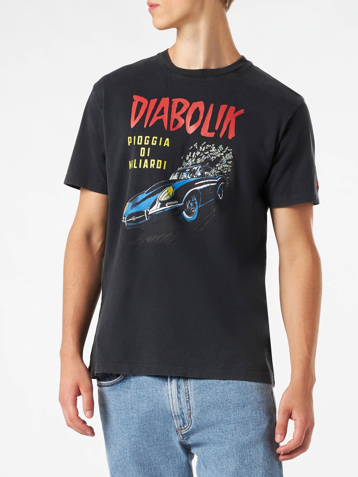 Man cotton vintage treatment t-shirt with Diabolik car and money printed | DIABOLIK SPECIAL EDITION - MC2 Saint Barth
