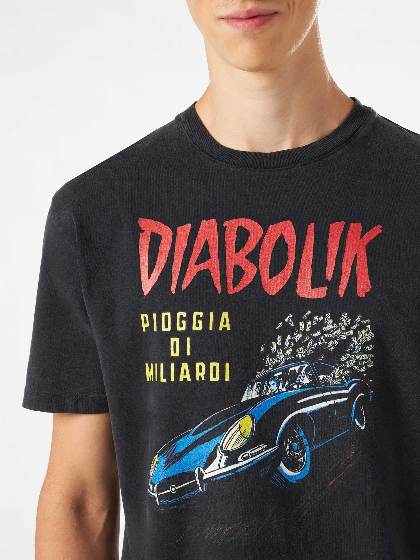 Man cotton vintage treatment t-shirt with Diabolik car and money printed | DIABOLIK SPECIAL EDITION - MC2 Saint Barth
