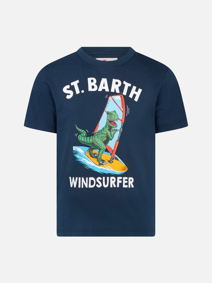 Boy cotton t-shirt with dinosaur print - MC2 Saint Barth