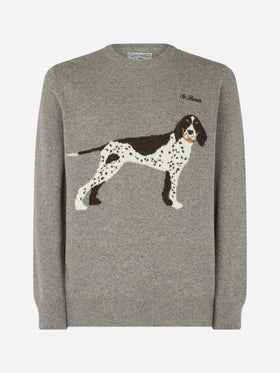 Man crewneck donegal sweater with country dog jacquard - MC2 Saint Barth