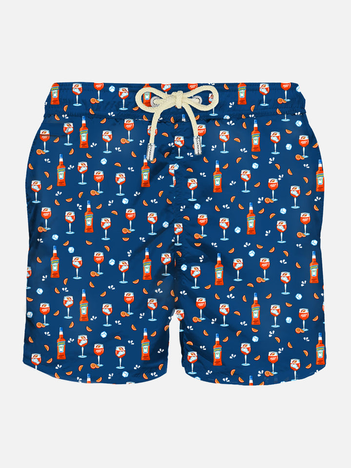 Man light fabric swim shorts with Spritz print | APEROL SPECIAL EDITION