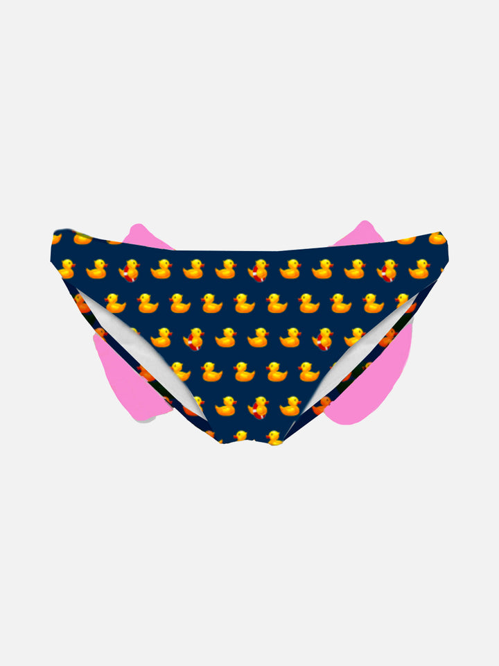 Girl ducky printed swim briefs with bow - MC2 Saint Barth
