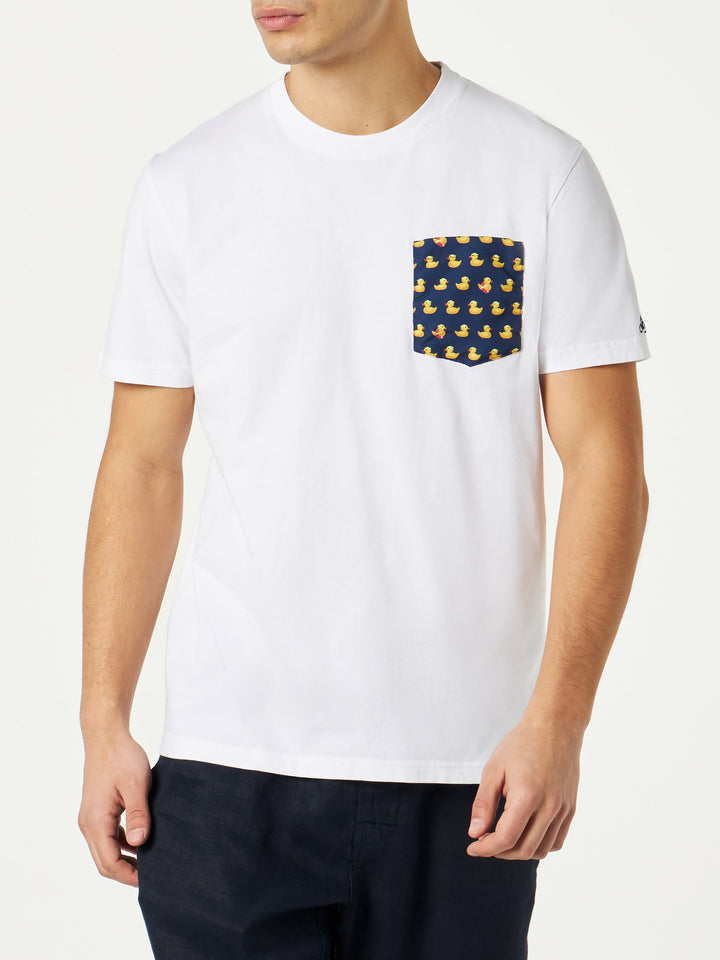 Man cotton t-shirt with printed pocket
