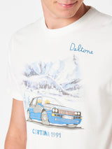 T-shirt da uomo in cotone pesante con ricamo Deltone