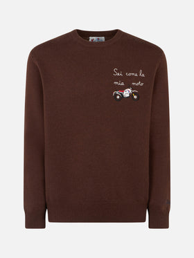 Man crewneck sweater with Sei Come la mia Moto embroidery - MC2 Saint Barth