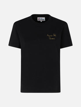 Woman heavy cotton t-shirt with Aprés Ski Queen embroidery - MC2 Saint Barth