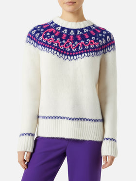 Woman nordic sweater with Cortina embroidery