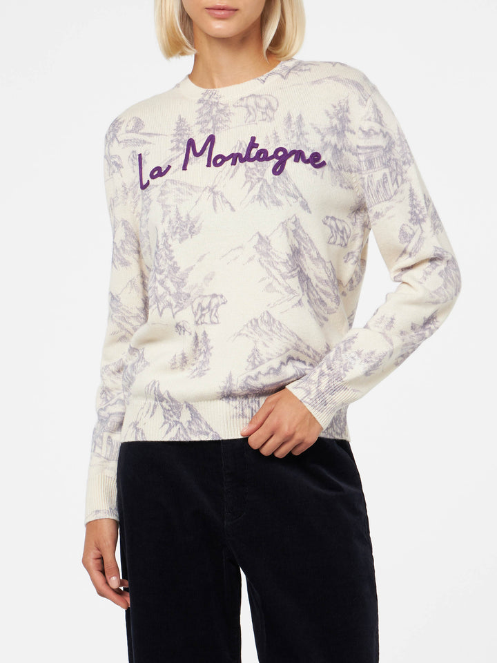 Woman crewneck sweater with La montagne print - MC2 Saint Barth