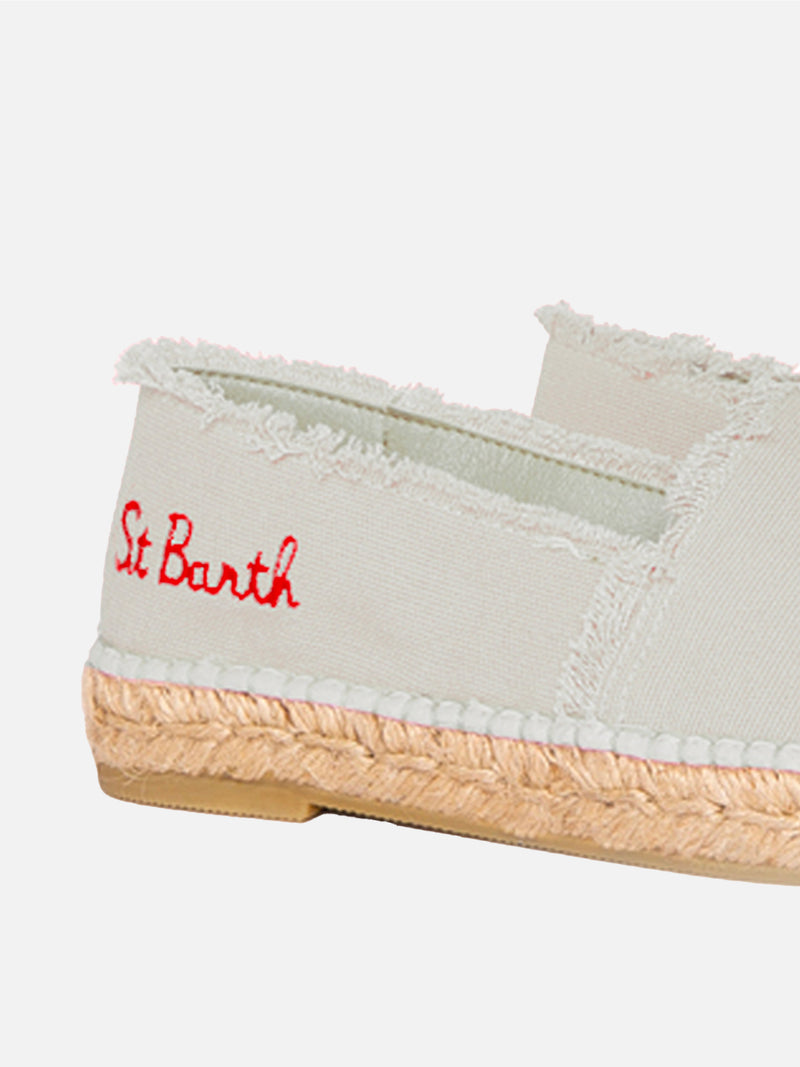 Beige canvas espadrillas with embroidery