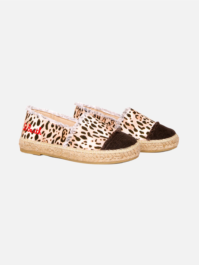 Mc2 Saint Barth Espadrillas in canvas stampa animalier con ricamo