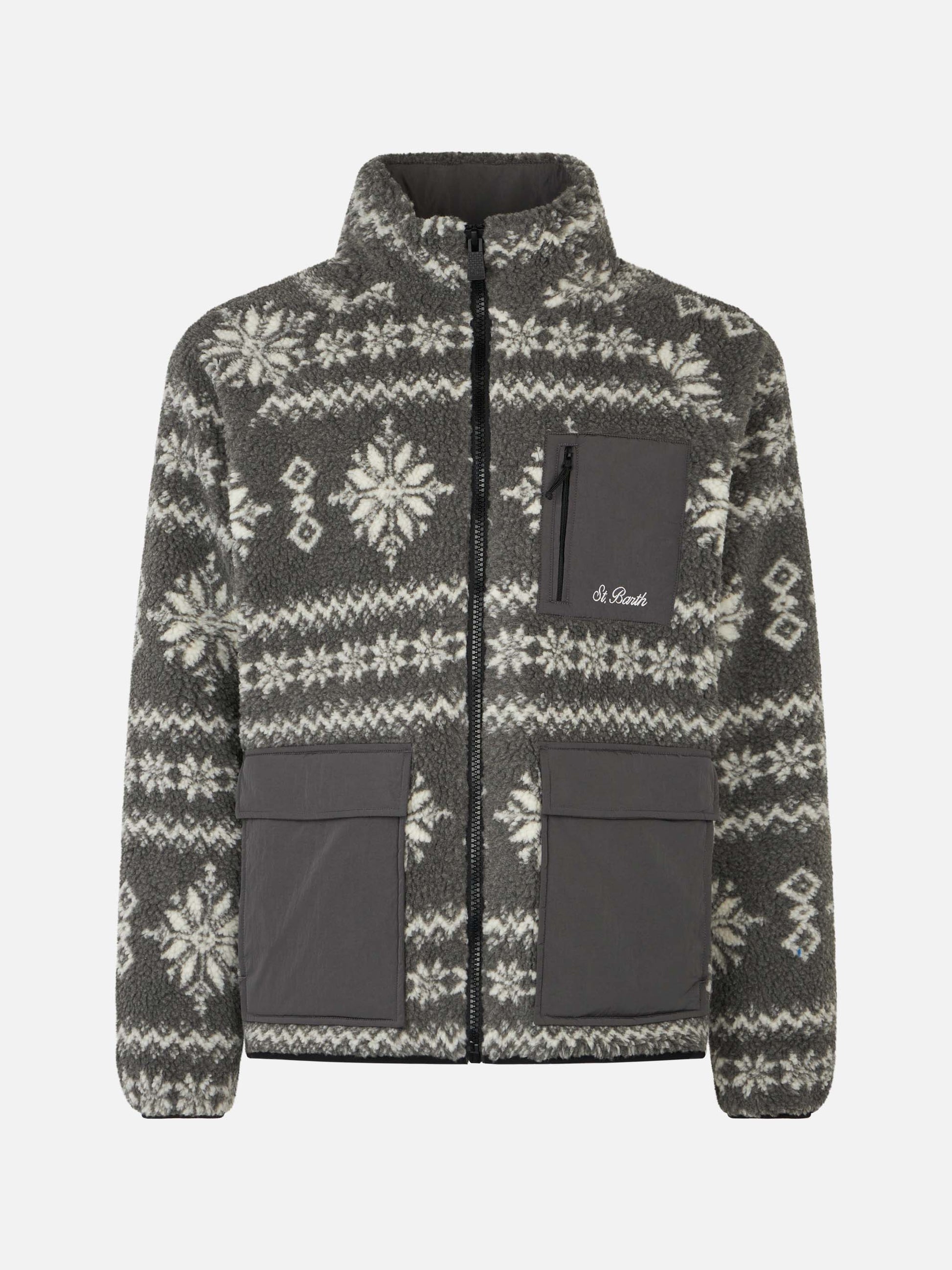 Man sherpa jacket with fair-isle print - MC2 Saint Barth