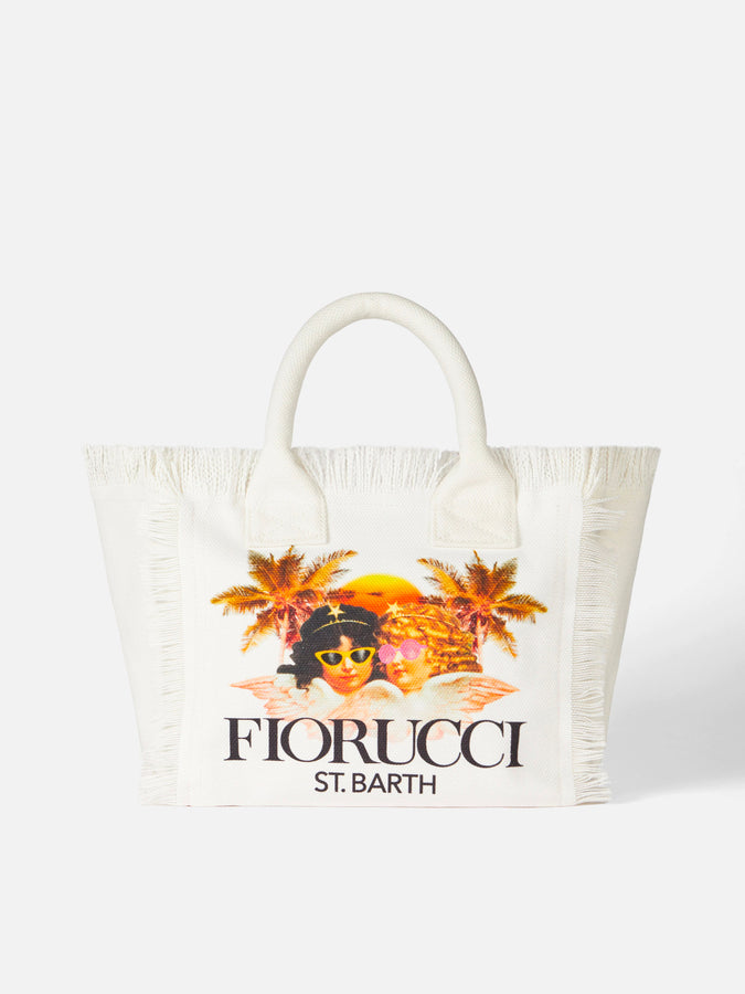 Mc2 Saint Barth Borsa a mano Colette in tela di cotone bianca con stampa Angeli Fiorucci | FIORUCCI SPECIAL EDITION