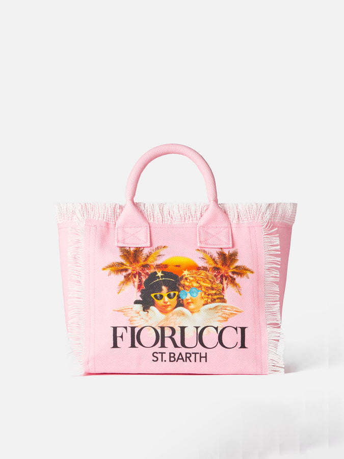 Mc2 Saint Barth Borsa a mano Colette in tela di cotone rosa con stampa Angeli Fiorucci | FIORUCCI SPECIAL EDITION