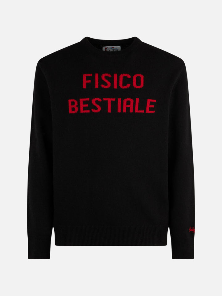 Man crewneck sweater with Fisico Bestiale jacquard print | NIKI DJ SPECIAL EDITION