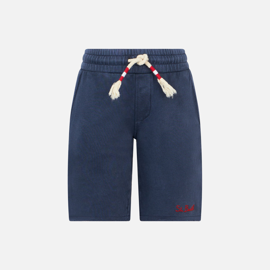 Mc2 Saint Barth Bermuda in felpa blu da bambino con tasca