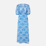 Cotton and silk long beach dress Bliss with ikat print