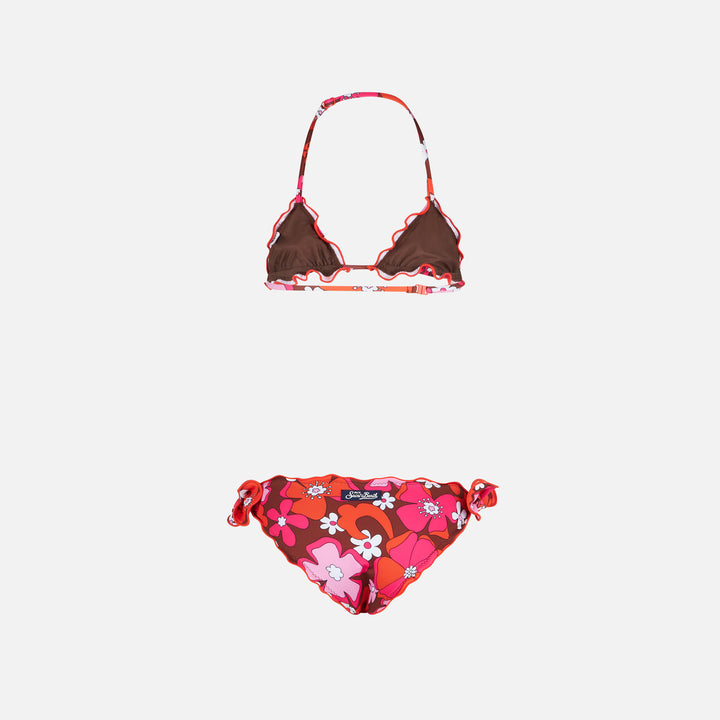 Girl triangle bikini with flowers print - MC2 Saint Barth
