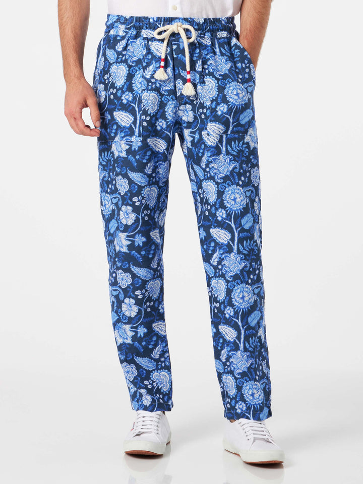 Man floreal print linen pants - MC2 Saint Barth