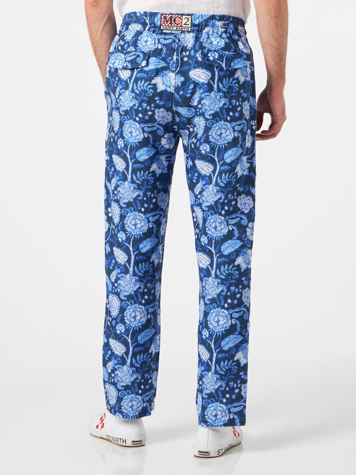 Man floreal print linen pants - MC2 Saint Barth
