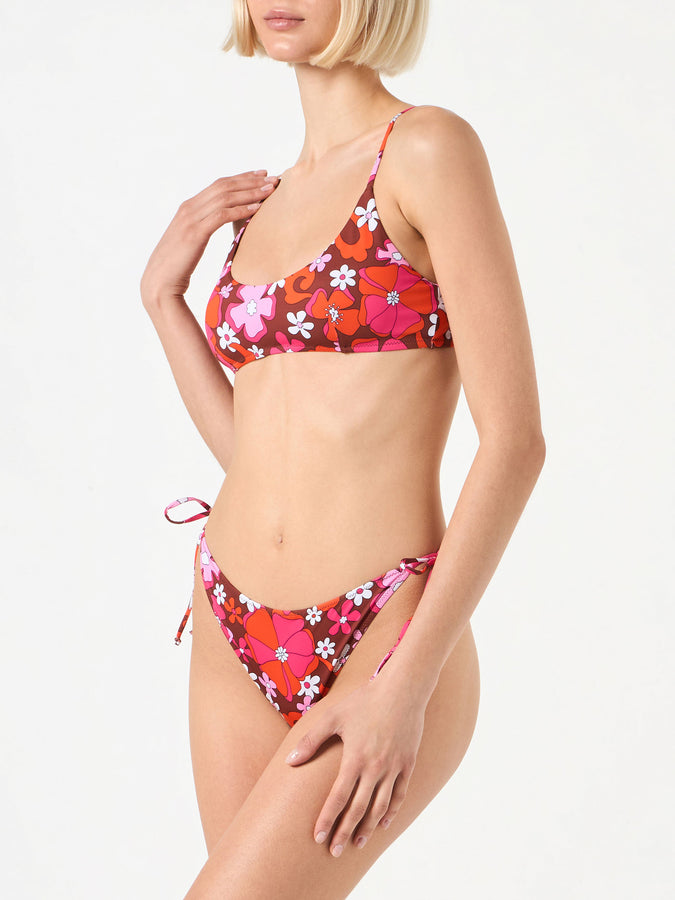 Mc2 Saint Barth Bikini da donna a bralette con stampa floreale retrò