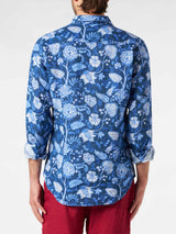 Man linen Pamplona shirt with flower print