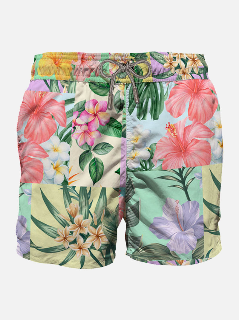 Patchflower mid-length swim shorts