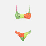 Woman bralette bikini with fluo bandanna print