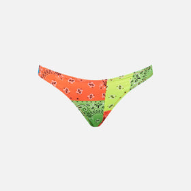 Woman cheeky swim briefs with fluo bandanna print - MC2 Saint Barth